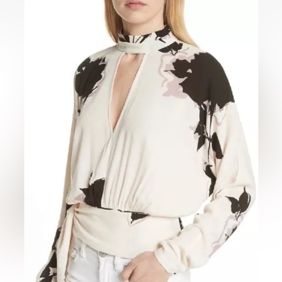 Free People Tops - Free People Cream,‎ Black & Lavender Say You Love Me Blouse Size Medium